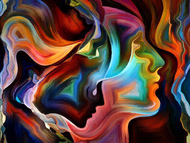 Colorful abstract artwork forming a human profile