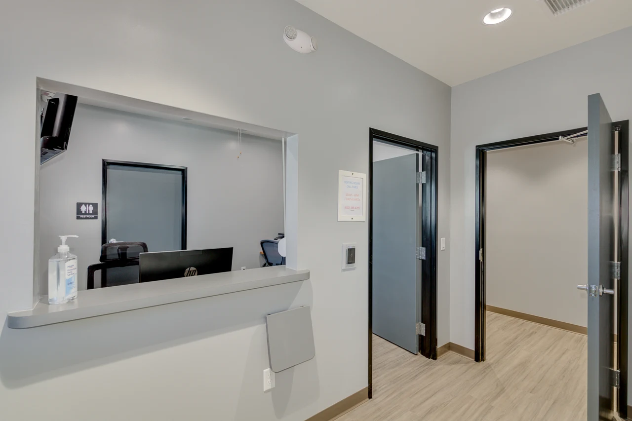 Reception counter inside the residential facility